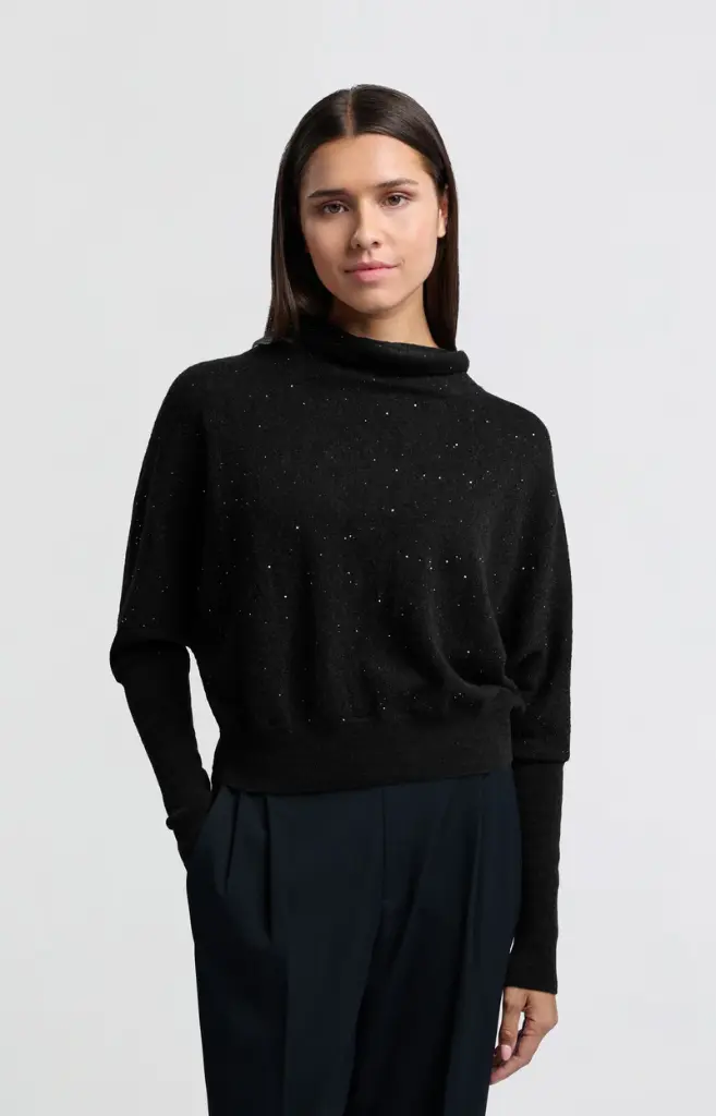 Pull à col roulé noir Yaya