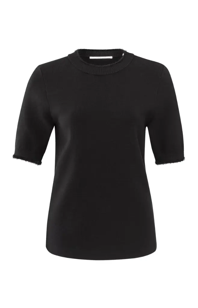 Pull côtelé à manches courte fourrure Yaya 