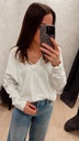 Pull col V gris blanc Yaya 