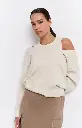 Pull avec col rond plongeant et débardeur beige YAYA