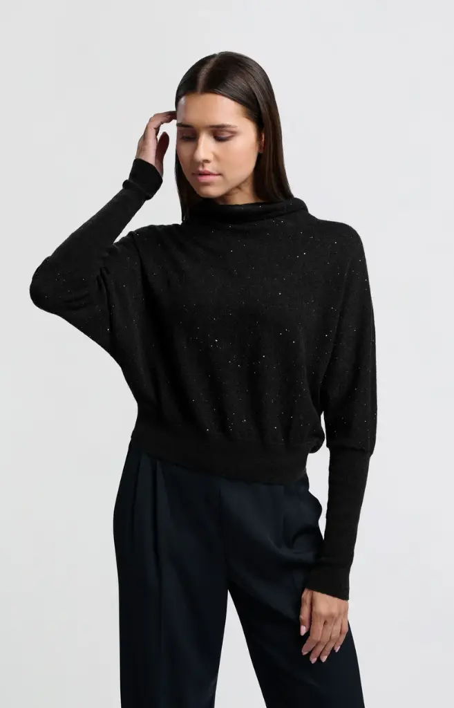 Pull à col roulé noir Yaya