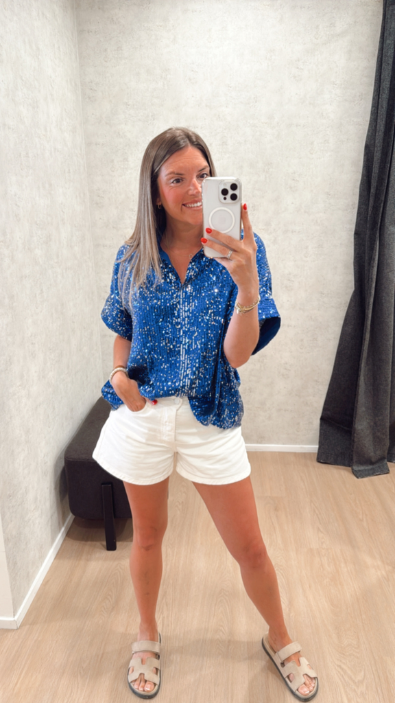 Blouse sequin Bleu Alix 