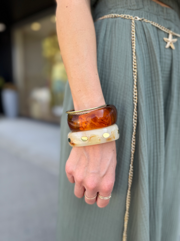 Bracelet beige doré 