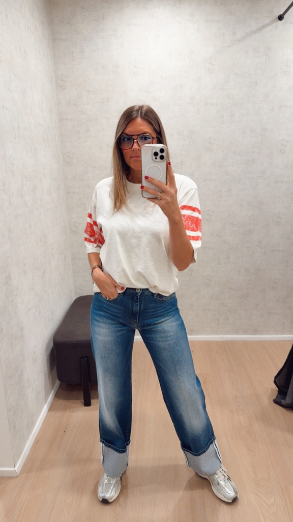 T-shirt PENN&INK rouge et blanc