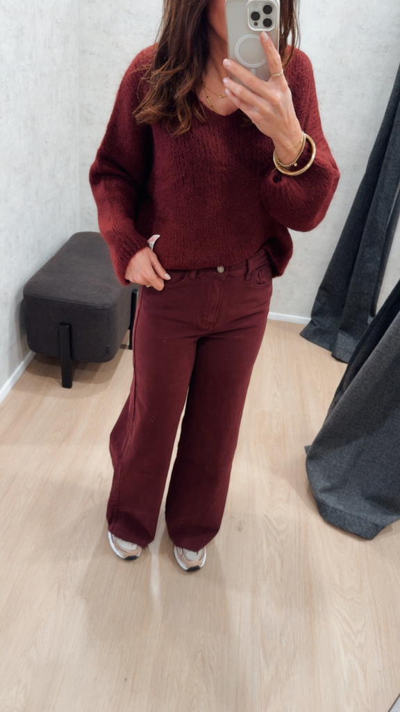 Jeans large bordeaux