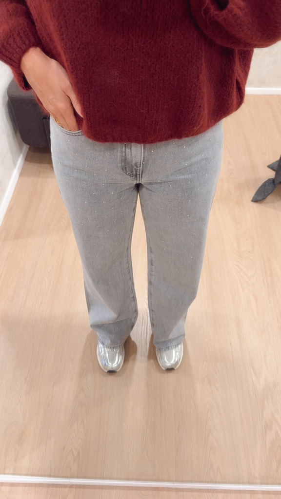 Jeans gris paillette