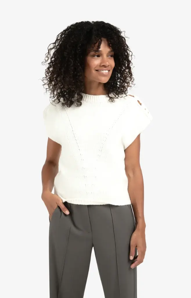 Pull sans manche écru Yaya