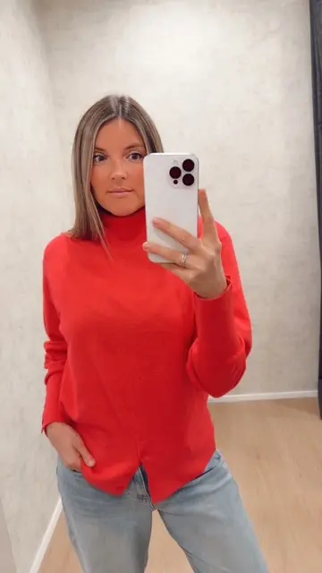 Pull col roulé rose Yaya