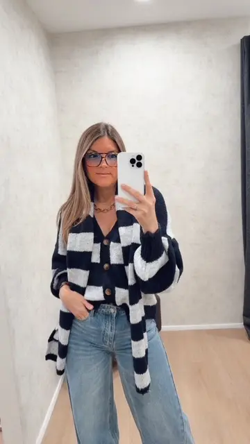 Gilet ligné + écharpe