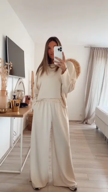 Pantalon large écru