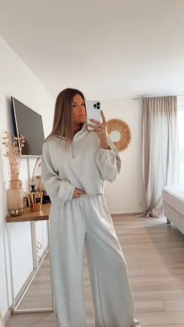 Sweat zip gris clair