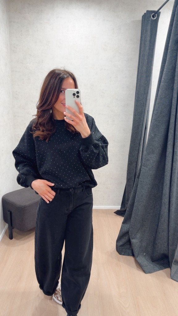 Sweat à strass noir