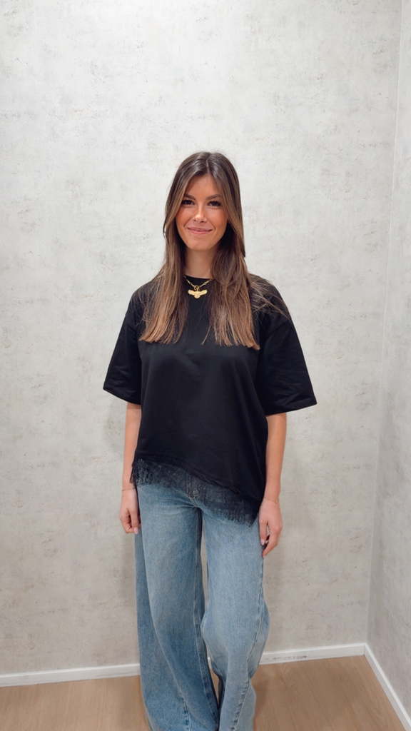 T-shirt noir asymétrique noir