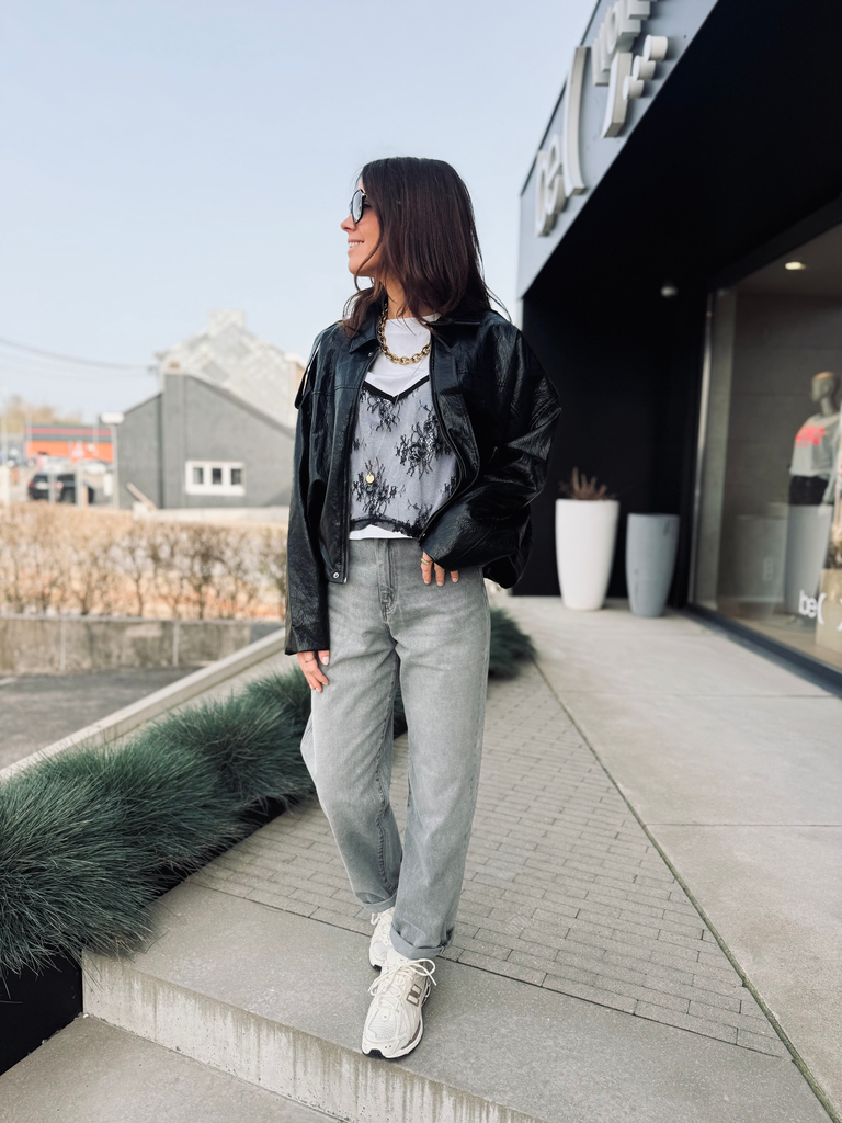 Veste Simili noir LUKA