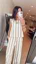 Top ligné beige et écru