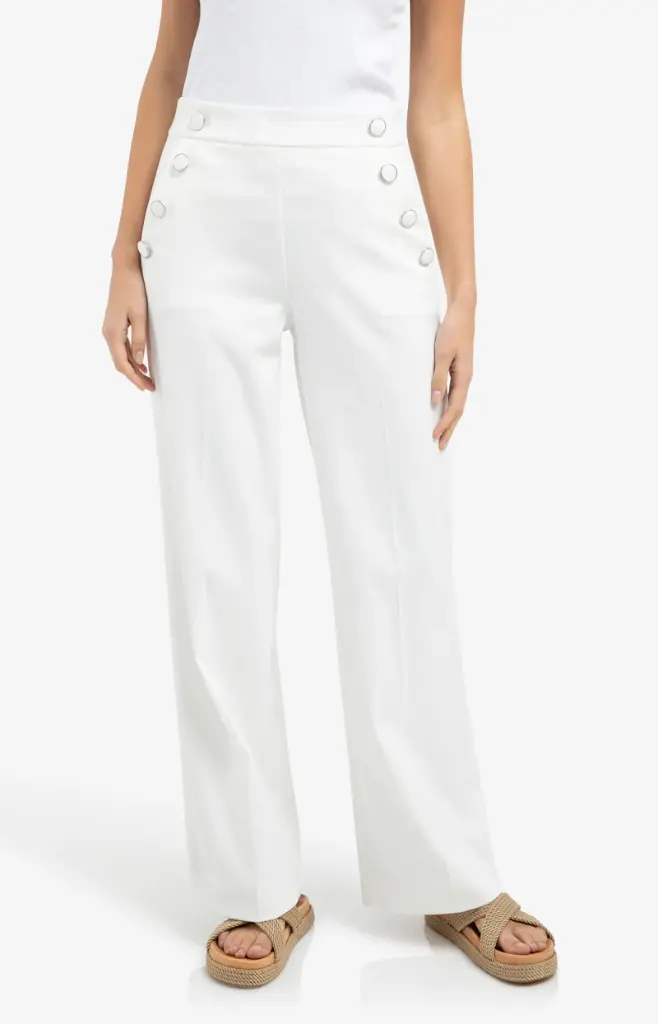 Pantalon écru bouton YAYA