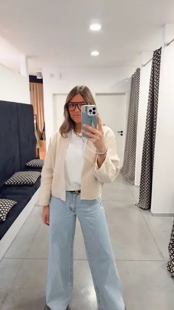 Jeans wide leg bleu