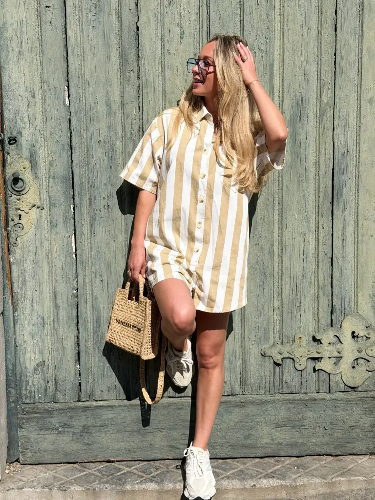 Combi lignée beige/écru