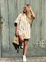 Combi lignée beige/écru
