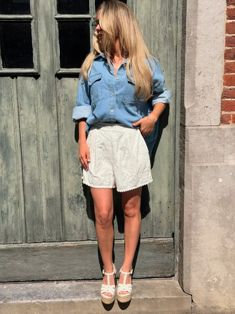 Short blanc broderie BSB 