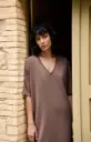 Robe en Jersey col V taupe YAYA