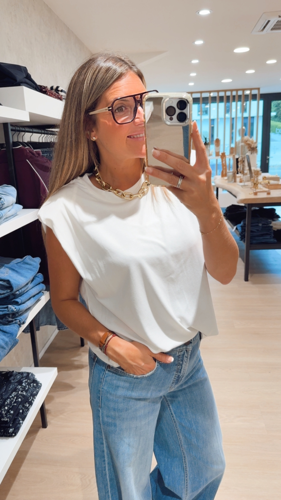 T-shirt blanc épaulette MbyM
