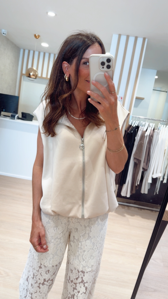 Gilet sweat beige