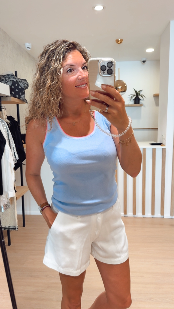Top Mina bleu ciel