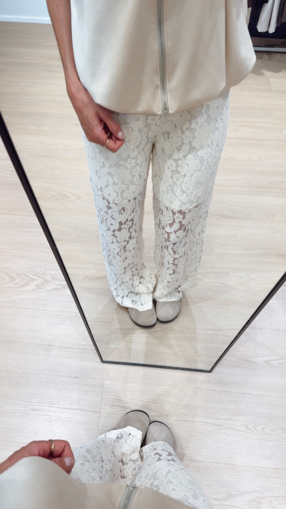 Pantalon dentelle écru