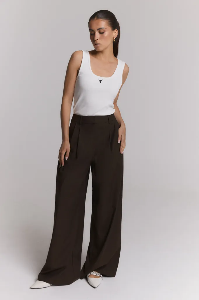 Pantalon large chocolat Alix