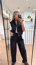 Veste s/manches daim noir Alix