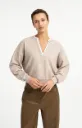 Pull col V gris chiné YAYA