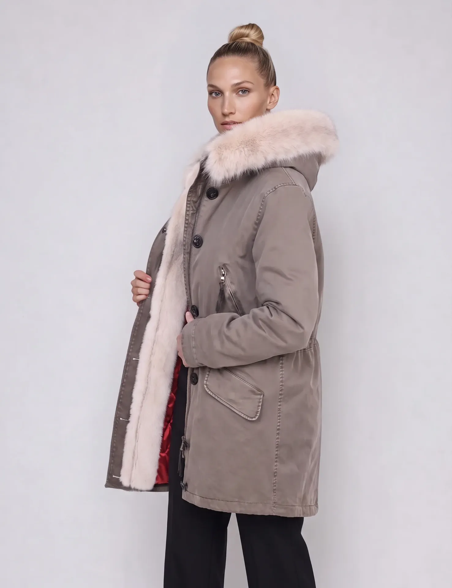 Manteau kaki fourrure Blonde NO.8