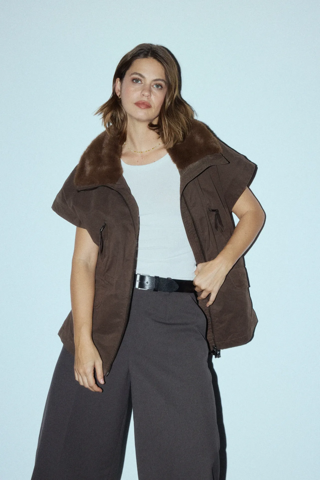 Manteau chocolat s/manches Blonde NO.8