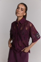 Chemise aubergine brodée s/m Alix
