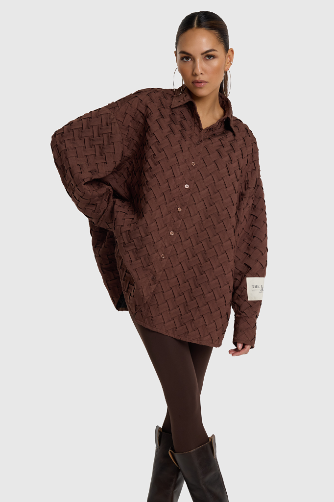 Chemise texturé marron Alix