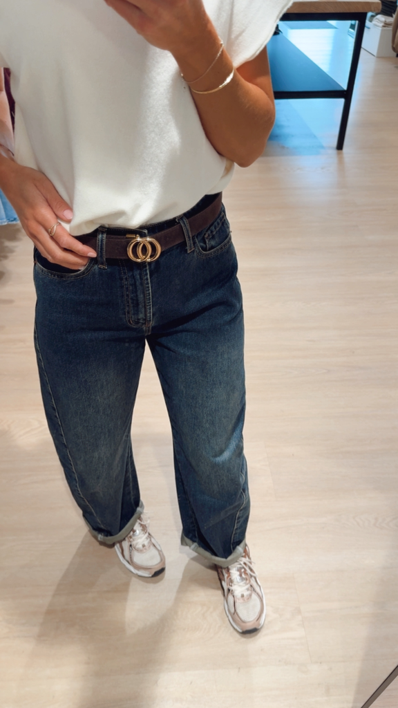 Jeans barrel délavé