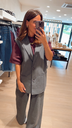 Blazer s/manche ligné gris
