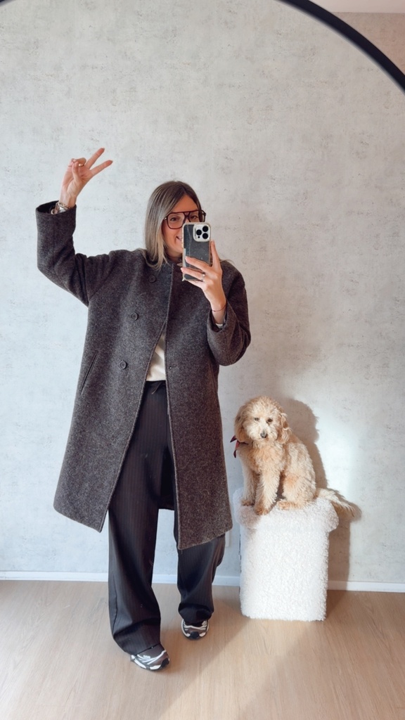 Long manteau brun mêlé By Bar