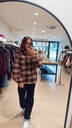 Veste demi-zipé carreaux bordeaux beige