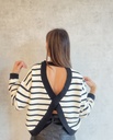 Pull ligné écru/noir