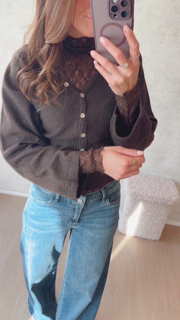 Sous-pull dentelle choco