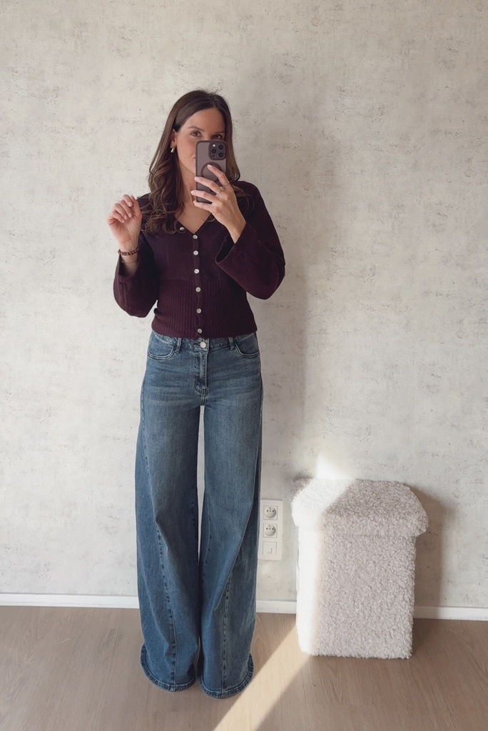 Cardigan boutons bordeaux