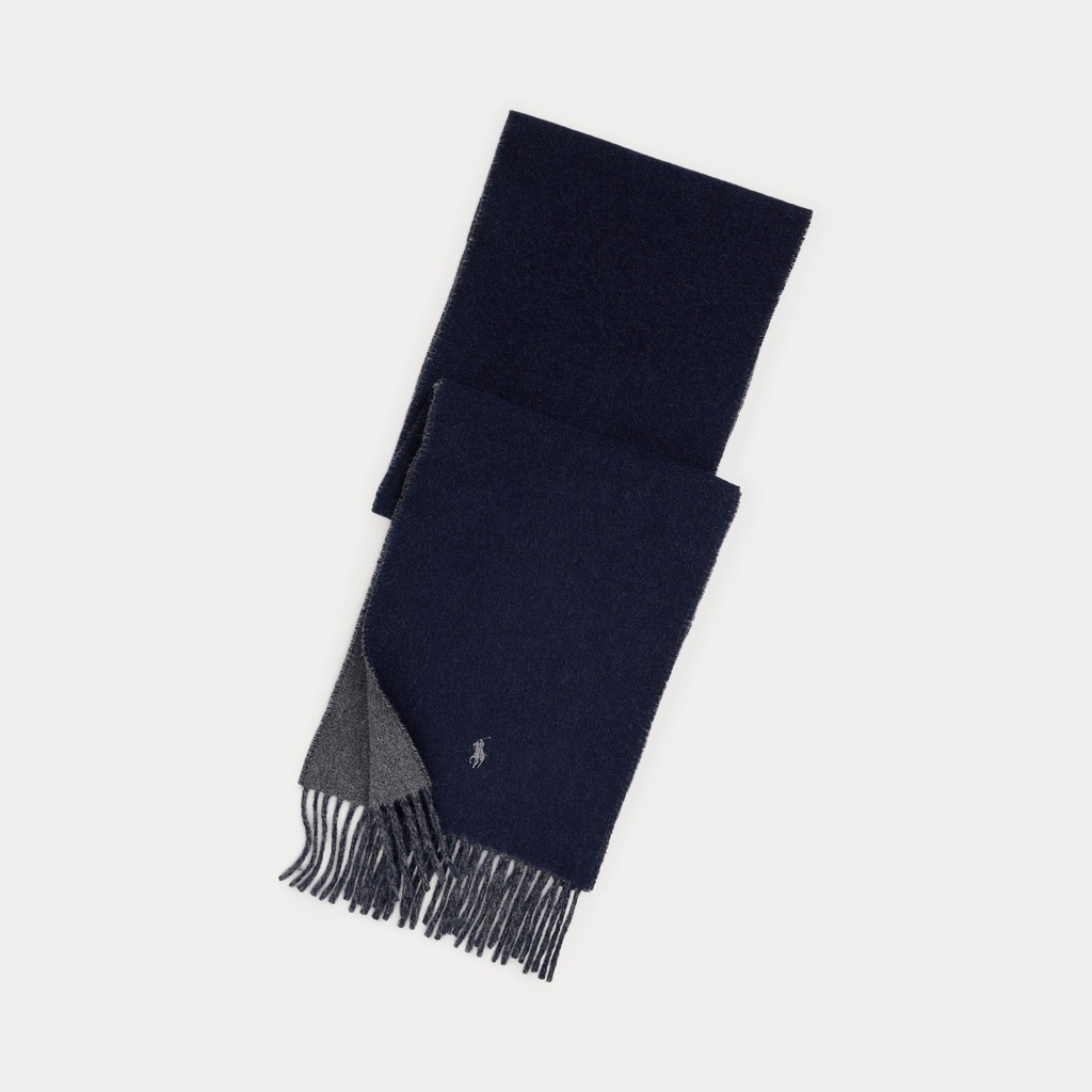 REVERSIBLE WOOL-BLEND SCARF marine