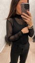 Top en maille à col montant et strass