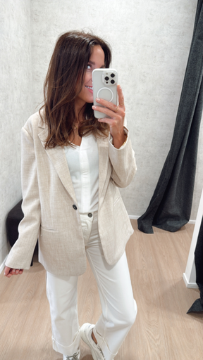 Blazer oversize à ceinture beige YAYA