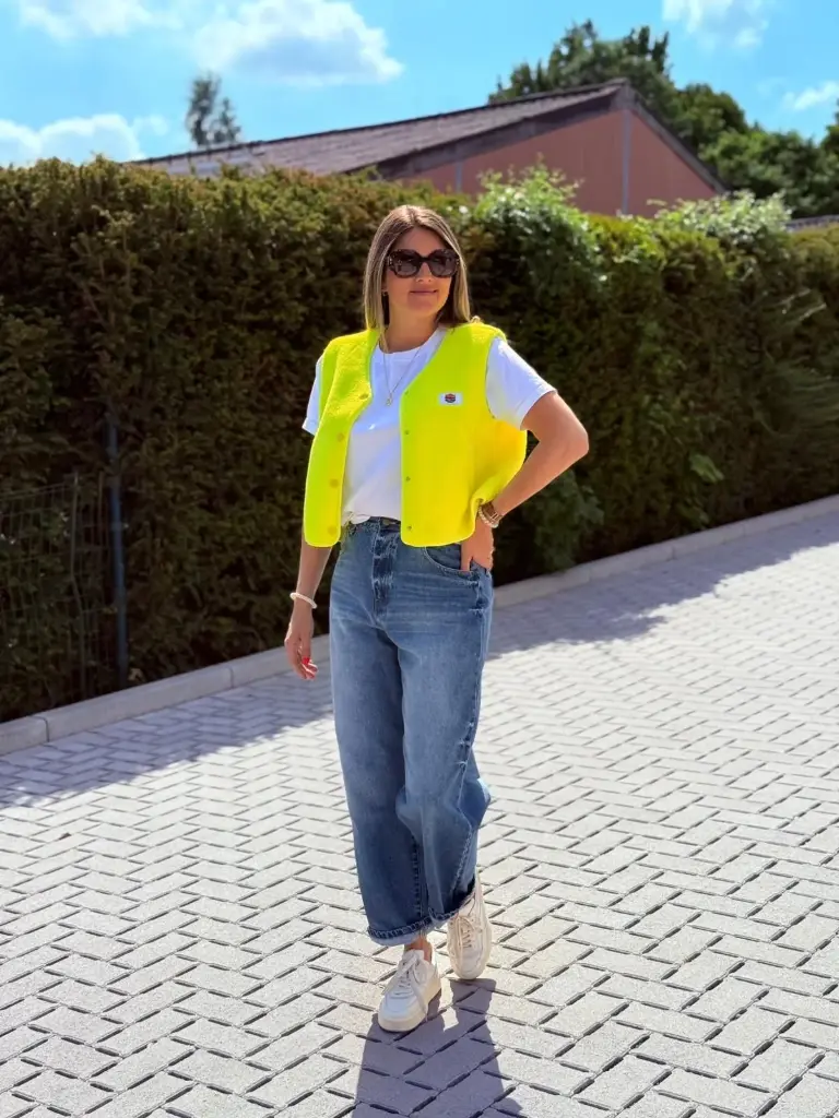 Veste s/manche jaune fluo