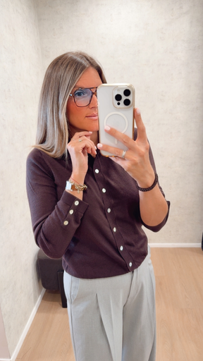 Pull col polo aubergine LEVETE