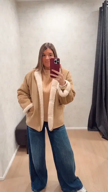 Manteau oversize beige en daim Yaya