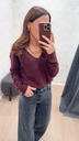 Pull col V bordeaux Yaya